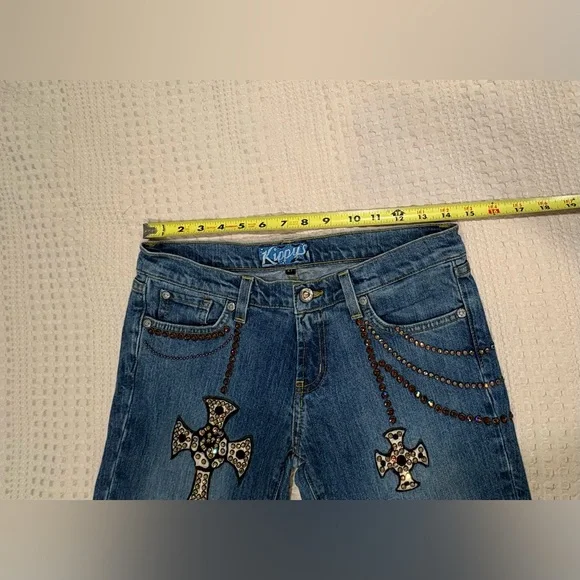 Kippys Women’s 27x31 Boot-Cut Jeans with Cross Detail & Swarovski Crystals - Picture 8 of 13